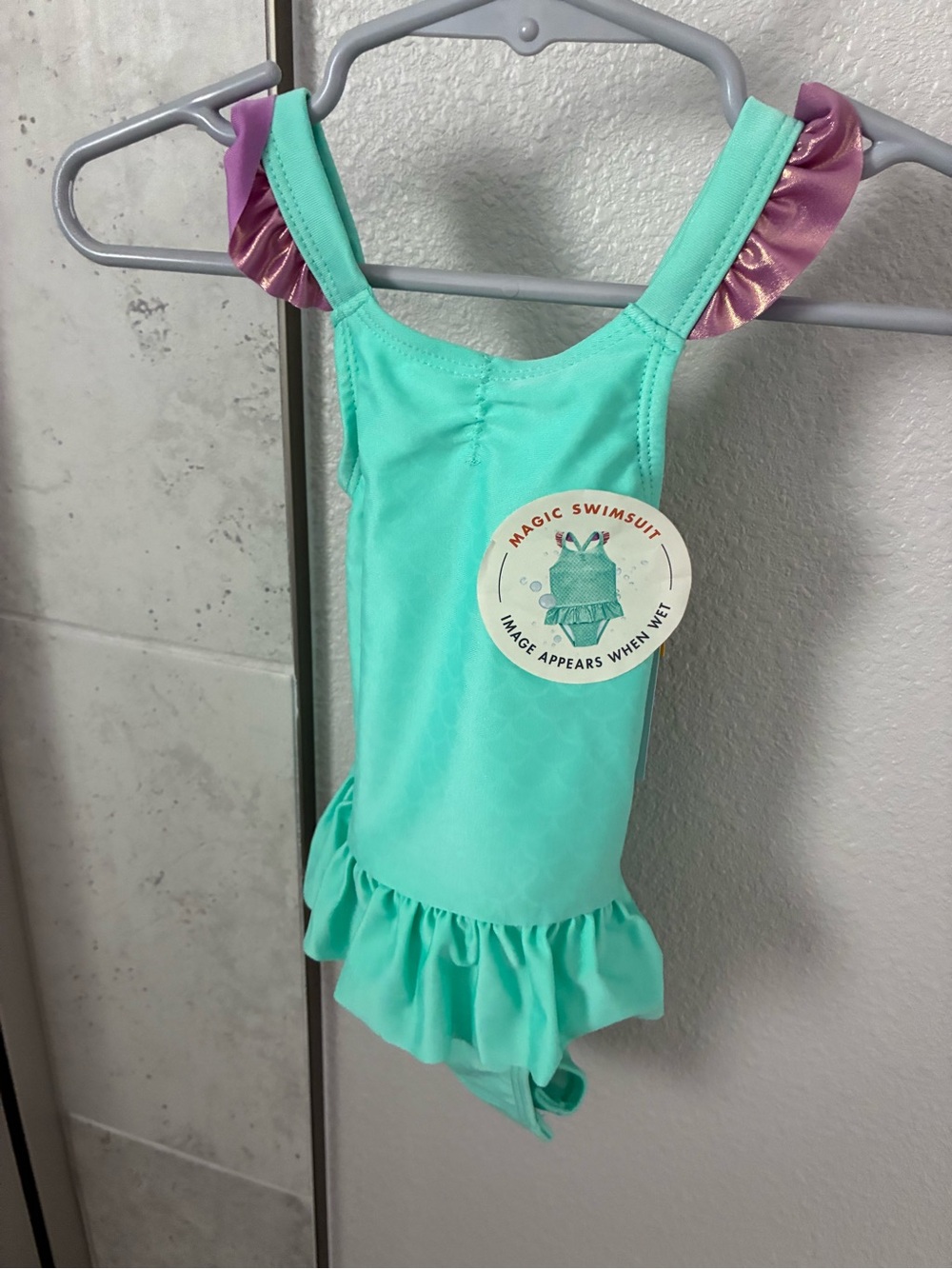 Swimsuit Cat & Jack Mint One-Piece with Pink Ruffle Straps